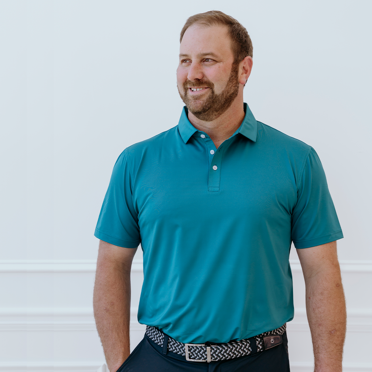The Wayne Polo - Pacific Green | Men's Golf Polo Shirts | Palmetto