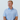 Front view of the Palmetto Clothing The Pin Dash Polo in Medium Blue featuring the signature gray pin dash stripe pattern. A premium high quality golf shirt designed with breathable performance fabric and modern style.