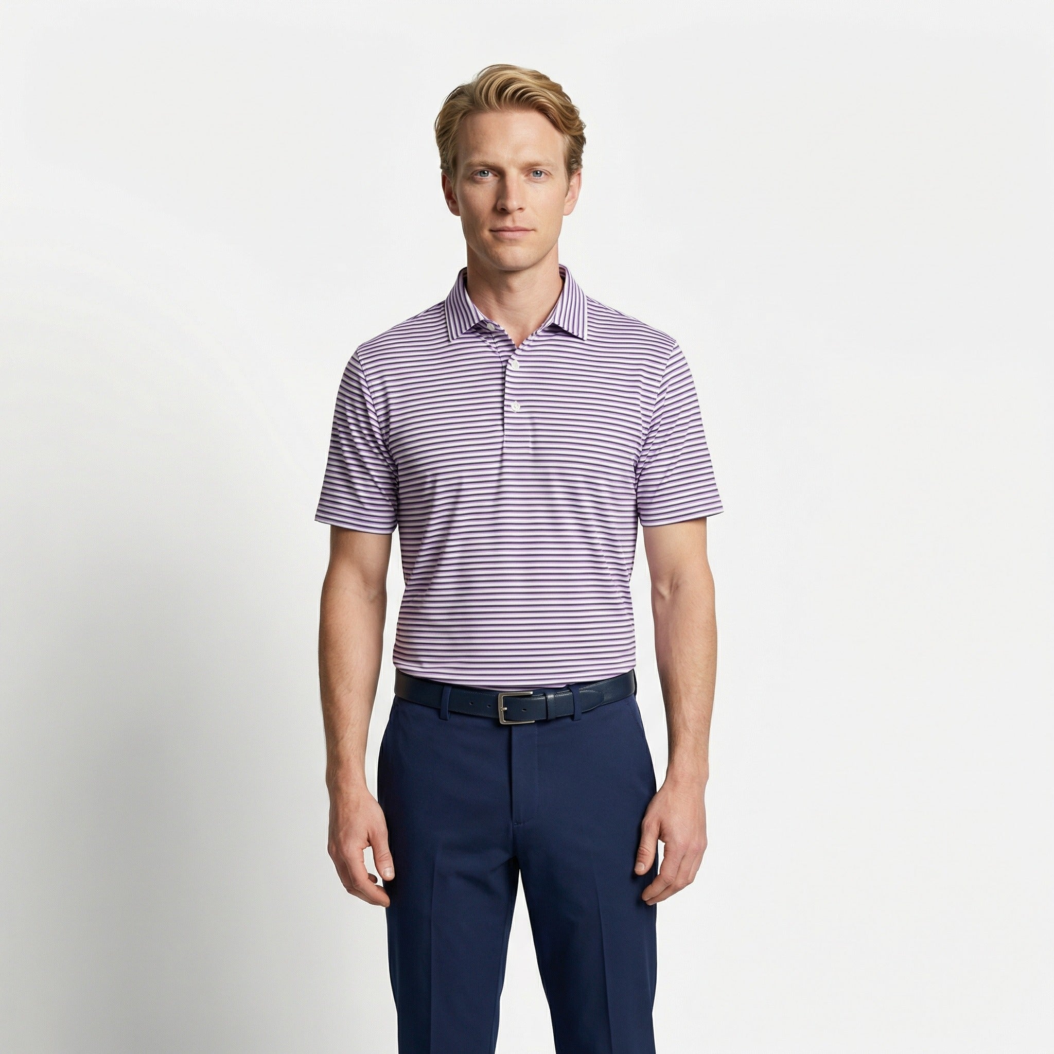 Double R Polo The Double Double Polo - Purple Double Stripe – Palmetto Clothing